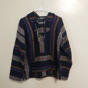 Alejandro Cruz Flores Knitted Poncho Baha Hoodie Festival Hippie Y2K 90's Medium